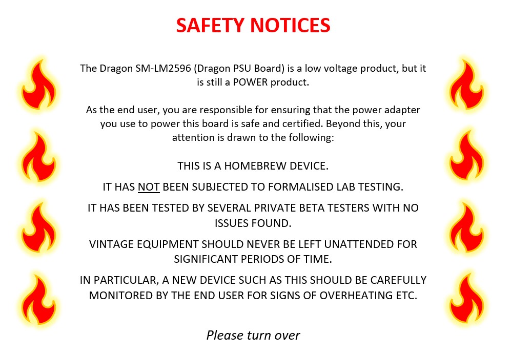 Dragon PSU Board – Safety Notice 1 – DragonPlus Electronics